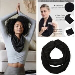 Beyond Yoga Womens One Size Black Hidden Pocket Infinity Scarf NWT